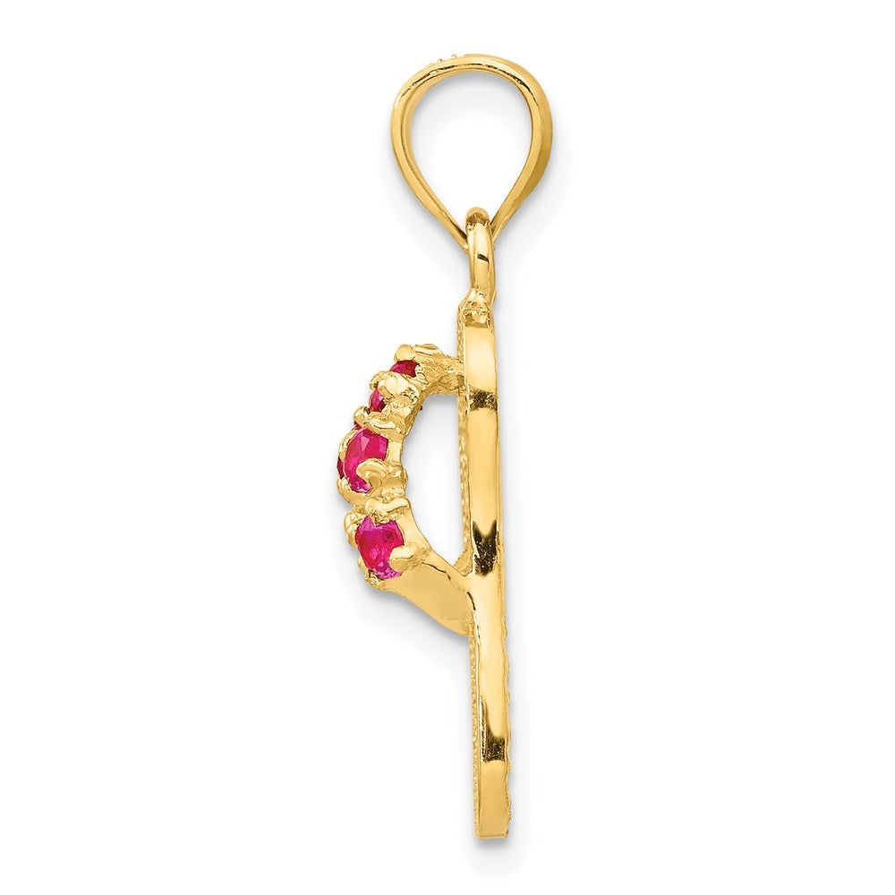 14k Yellow Gold 3D July/Cubic Zirconia Birthstone Flip Flop Pendant