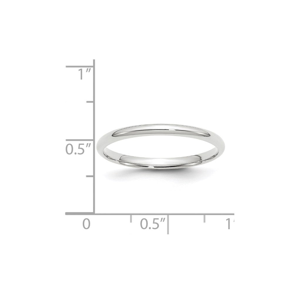 14k White Gold 2mm Lightweight Comfort Fit Wedding Band Ring Size 8.5