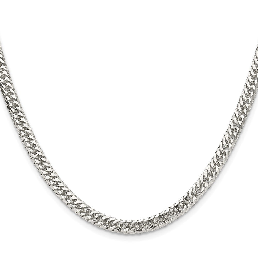 Sterling Silver Polished 4.8mm Double Diamond-cut Curb Chain Necklace