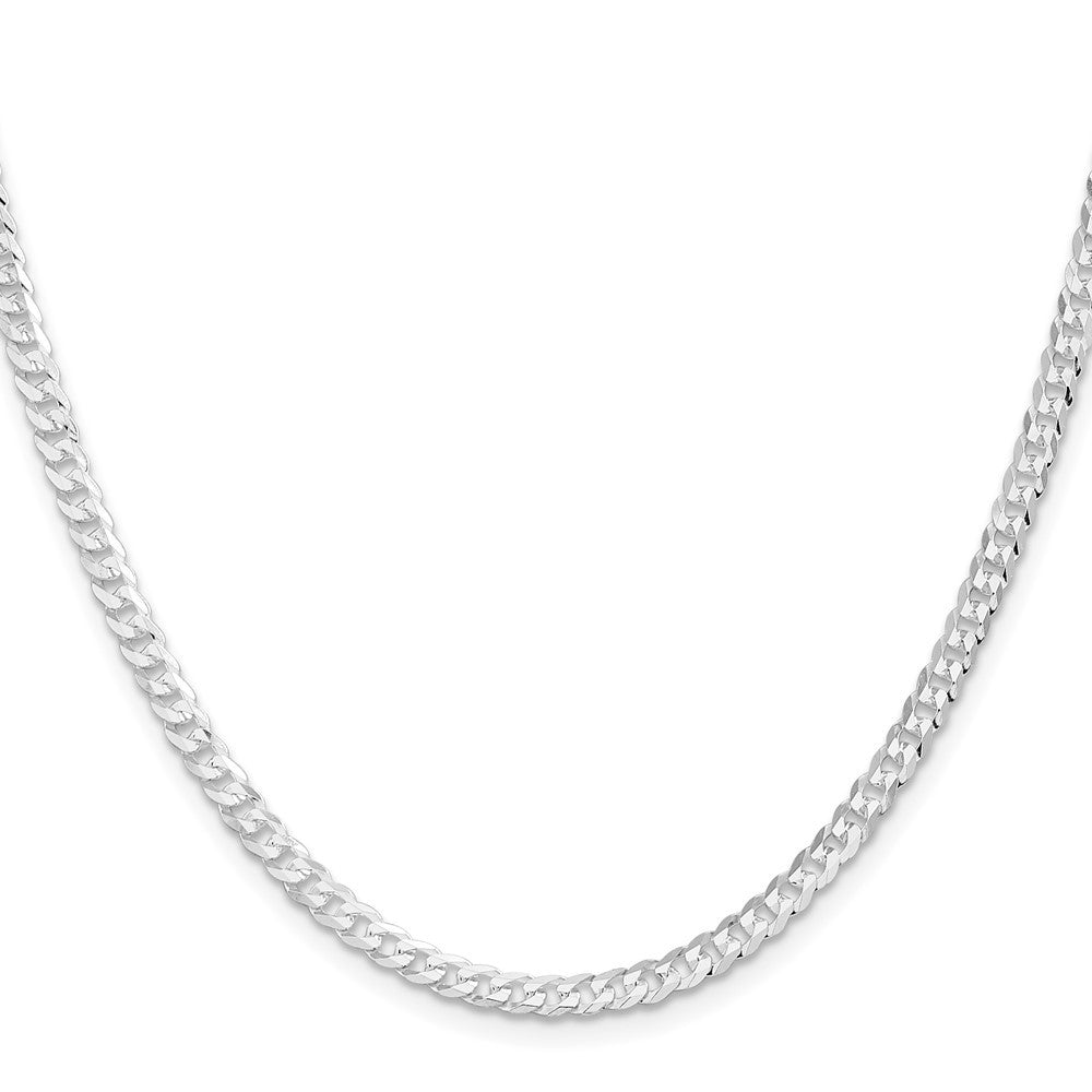 Sterling Silver Rhodium-plated 3.8mm Flat Curb Chain Necklace