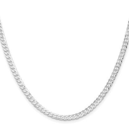 Sterling Silver Rhodium-plated 3.8mm Flat Curb Chain Necklace