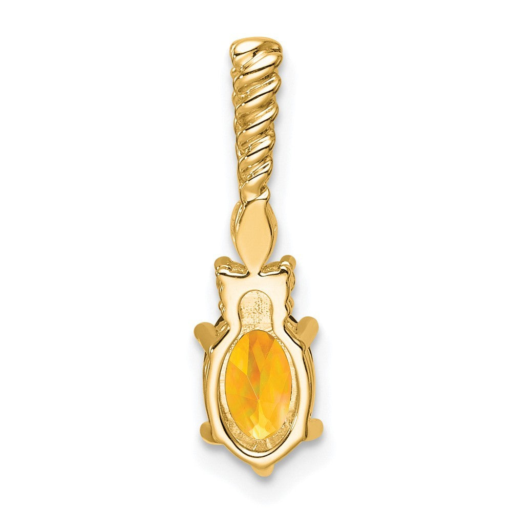 14k Yellow Gold Polished Diamond and Citrine Twisted Chain Slide