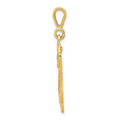 14k Yellow Gold Small Brushed Diamond-cut Number 24 Charm Pendant for Women