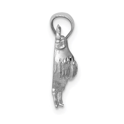 14k White Gold Satin Diamond-cut Rooster Pendant for Women