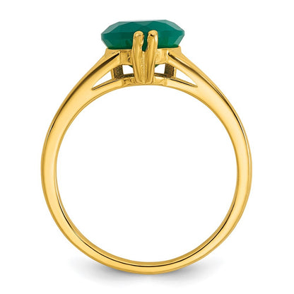 Sterling Silver Gold-tone Green Chalcedony Heart Ring Size 8