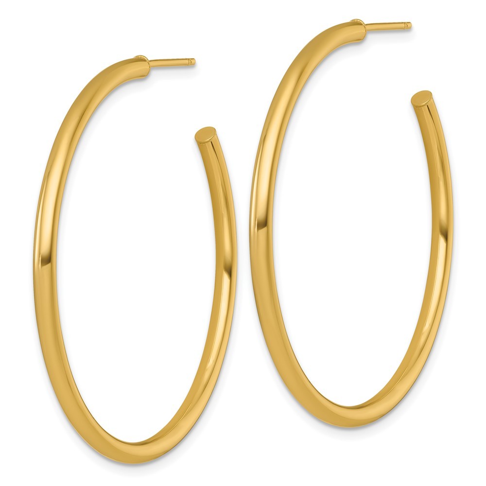 14k Yellow Gold Polished 2.5 x 45mm Tube C-Hoop Earrings