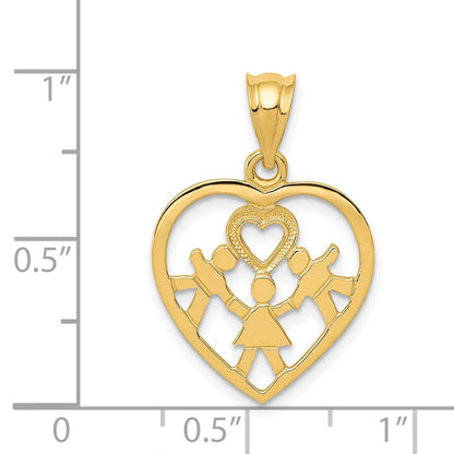 14k Yellow Gold Heart Charm Pendant for Women