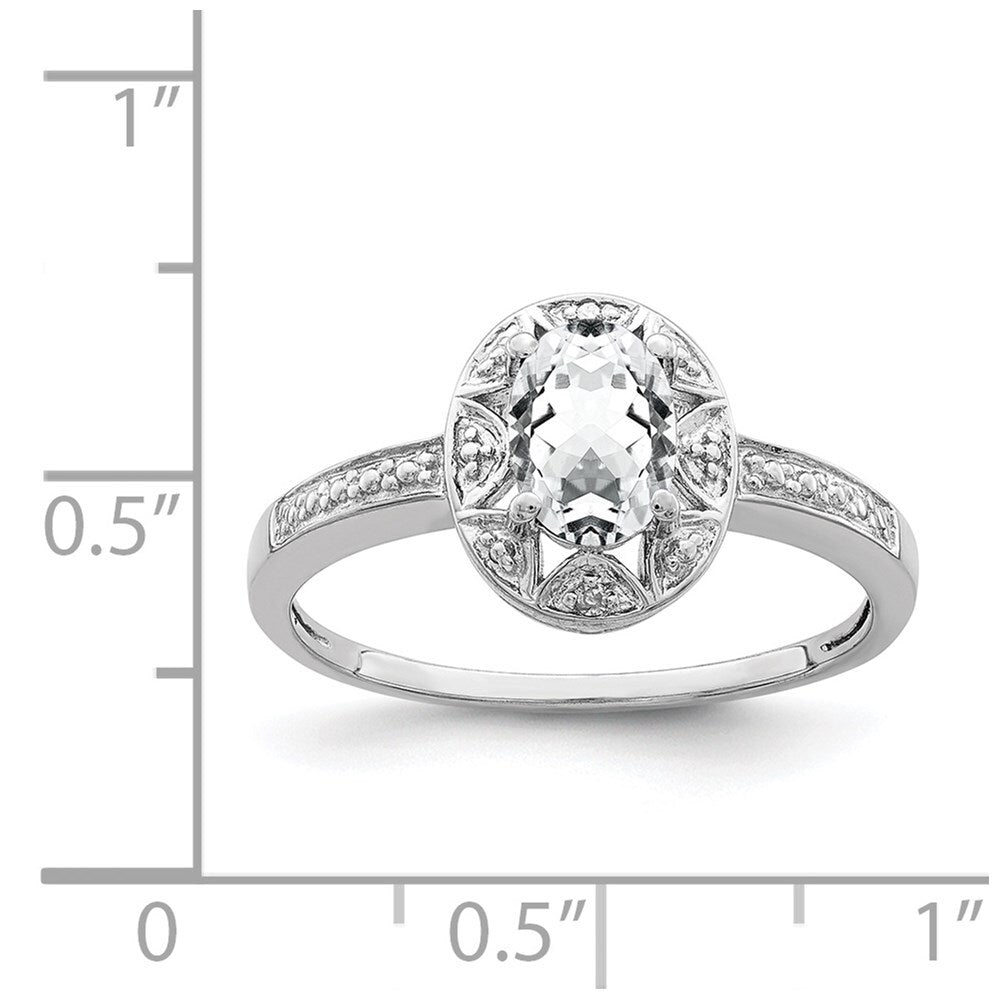 Sterling Silver Rhodium-plated Diamond & White Topaz Ring