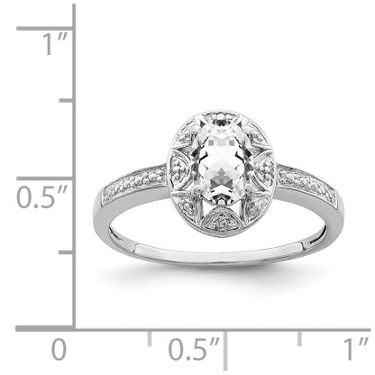 Sterling Silver Rhodium-plated Diamond & White Topaz Ring