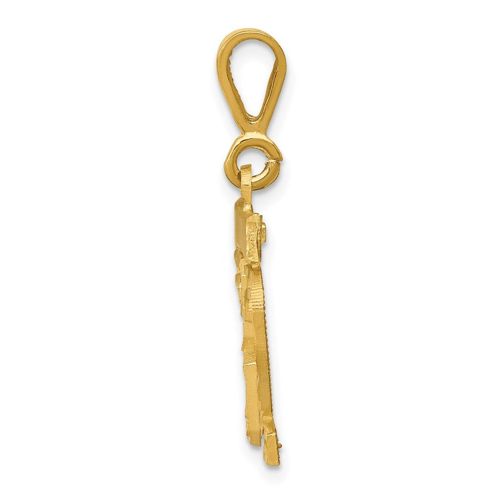 14k Yellow Gold Small Brushed Diamond-cut Number 32 Charm Pendant for Women
