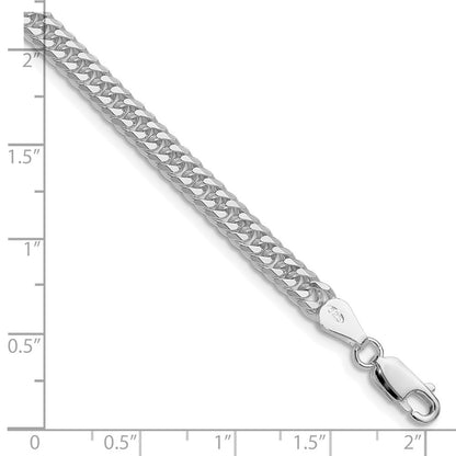 Sterling Silver Rhodium-plated 4.8mm Double Diamond-cut Curb Chain Bracelet