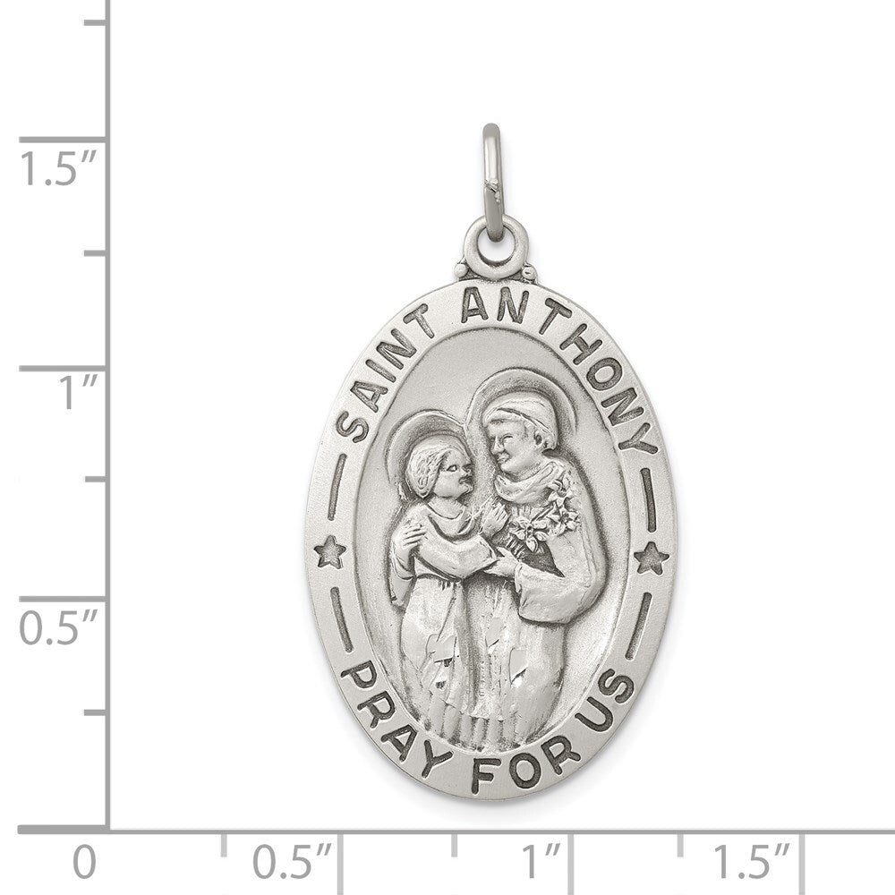Sterling Silver Antiqued Saint Anthony Medal Pendant