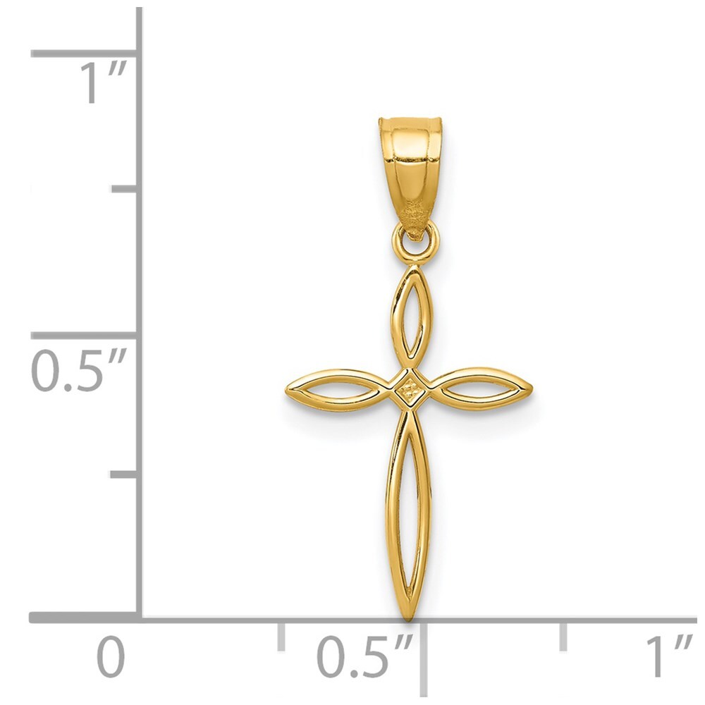 14k Yellow Gold Passion Cross Charm Pendant for Women