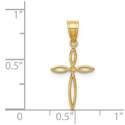 14k Yellow Gold Passion Cross Charm Pendant for Women