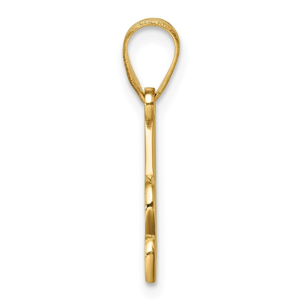 14k Yellow Gold Script Letter A Initial Pendant for Women