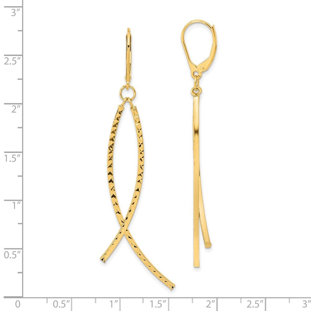 14k Yellow Gold Polished Diamond Cut Fancy Drop Dangle Earrings