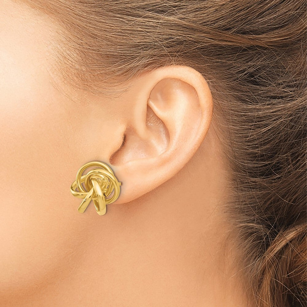 14k Yellow Gold Love Knot Stud Earrings