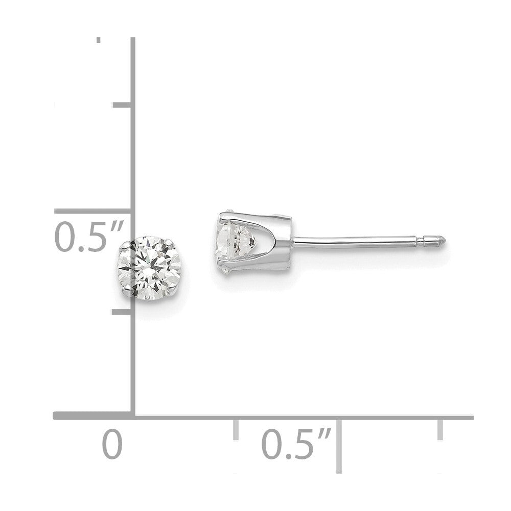 14k White Gold 4mm Cubic Zirconia Stud Earrings Gift for Women
