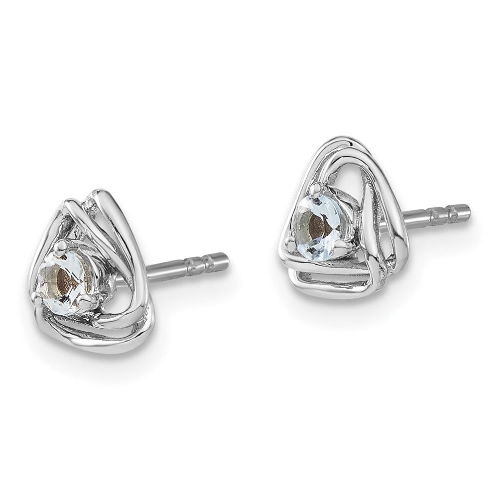 14k White Gold Aquamarine Stud Earrings Gift for Women