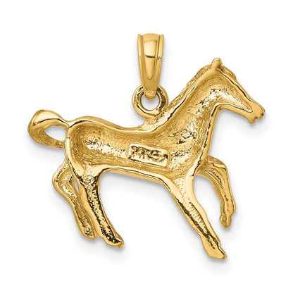 14k Yellow Gold Galloping Horse Charm Pendant for Women