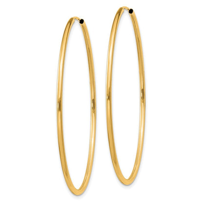 14k Yellow Gold 1.5mm Polished Round Endless Hoop Earrings
