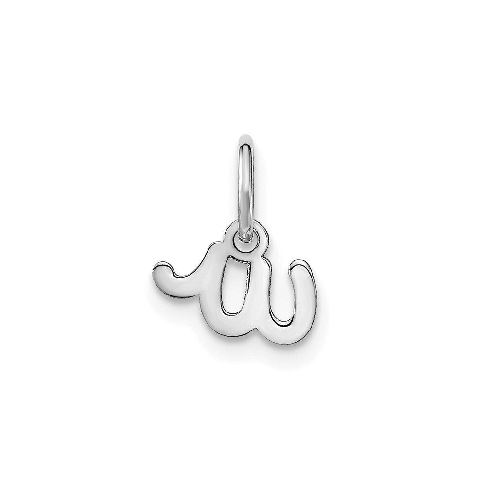14k White Gold Lower case Letter W Initial Charm Pendant for Women