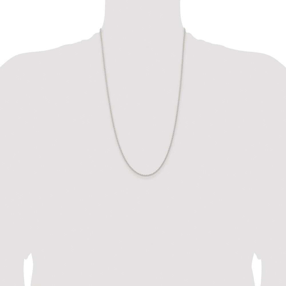 Sterling Silver Rhodium-plated 1.5mm Solid Rope Chain