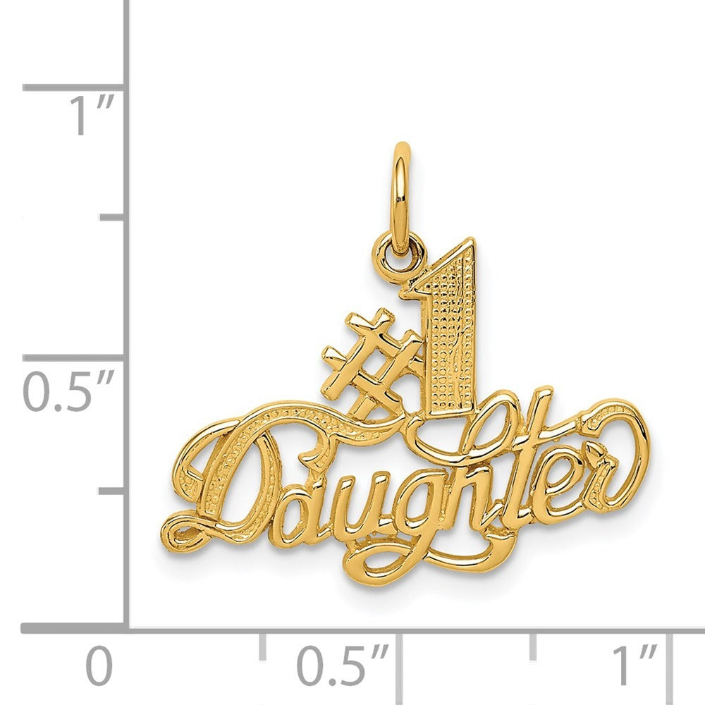 14k Yellow Gold #1 DAUGHTER Charm Pendant