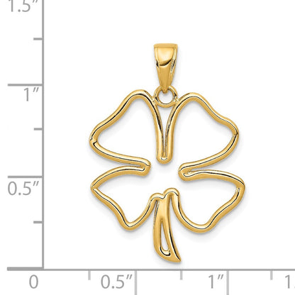 14k Yellow Gold Polished Cut Out 4-Leaf Clover Pendant for Women
