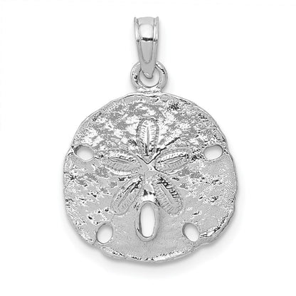 14k White Gold Polished Sand Dollar Pendant for Women