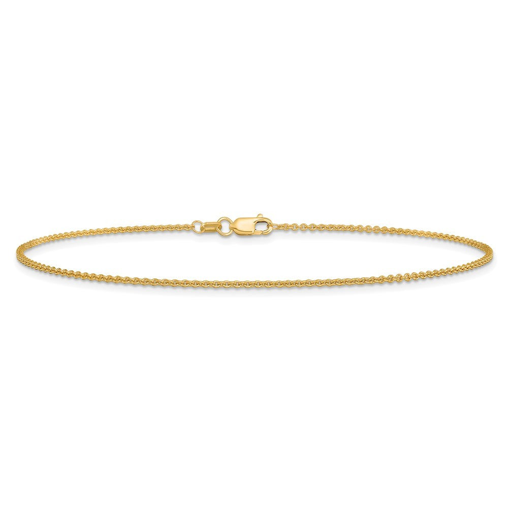 14k Yellow Gold 10 inch 1.4mm Round Open Link Cable with Lobster Clasp Anklet