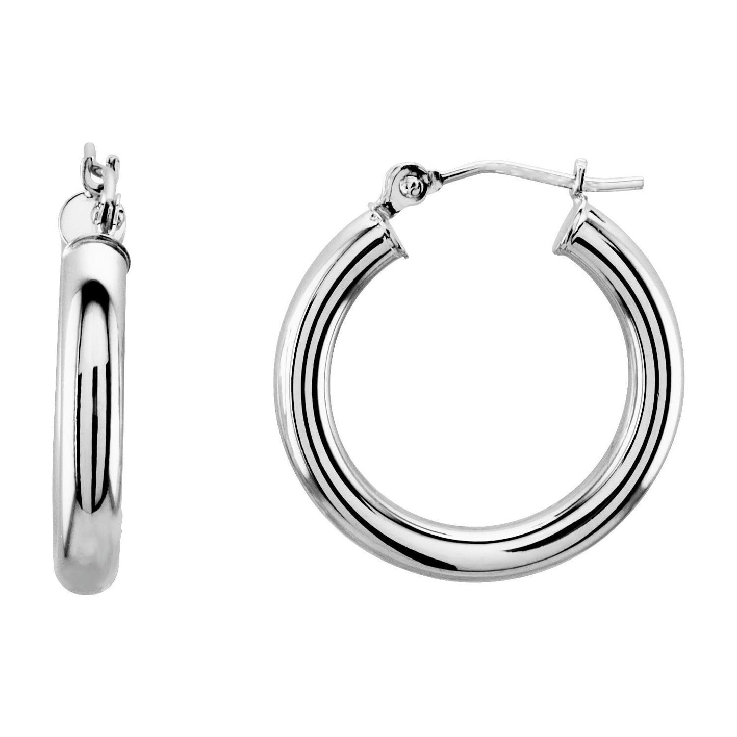 14k White Gold Tube 20 mm Hoop Earrings Fine Jewelry Gift for Women