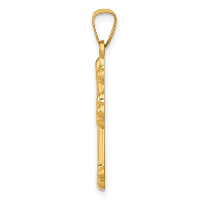 14k Yellow Gold Polished Budded Cross Pendant for Women