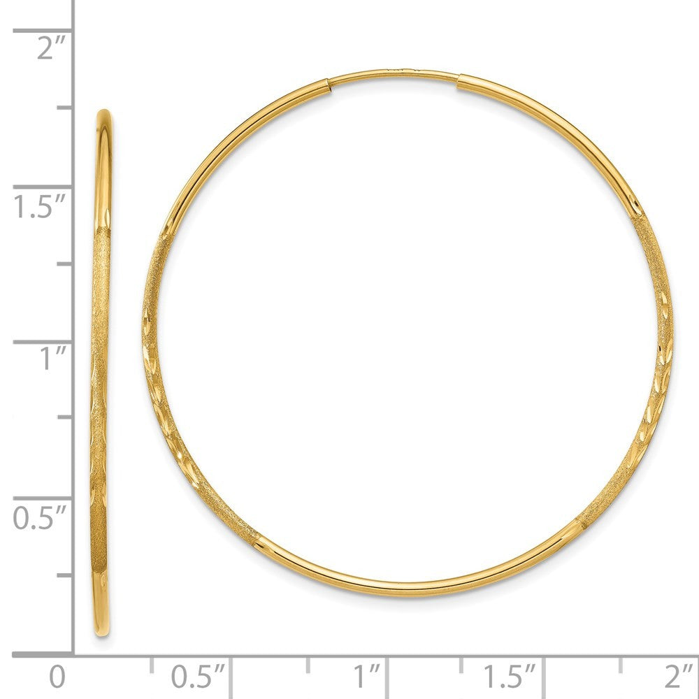 14k Yellow Gold 1.25mm Diamond-cut Endless Hoop Earring