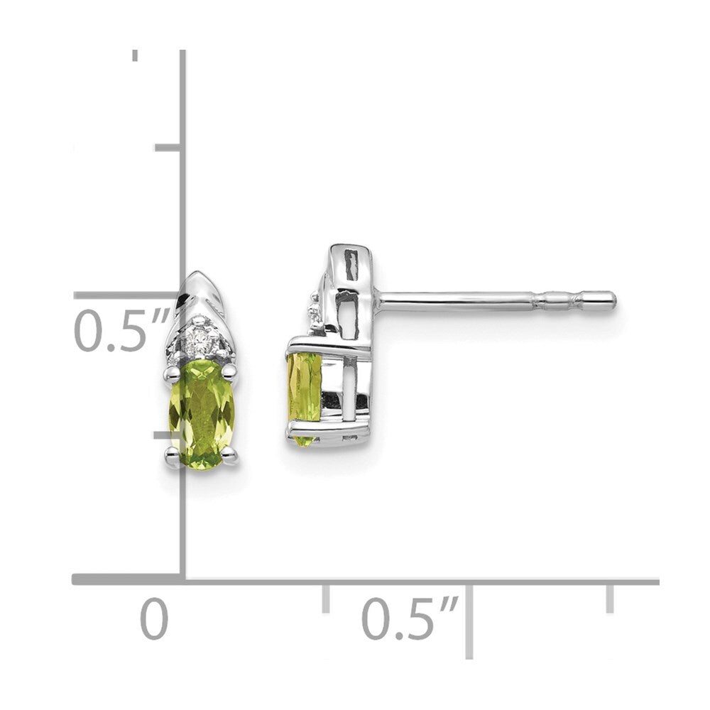 14k White Gold Peridot and Diamond Stud Earrings Gift for Women