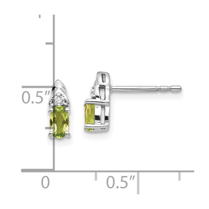 14k White Gold Peridot and Diamond Stud Earrings Gift for Women
