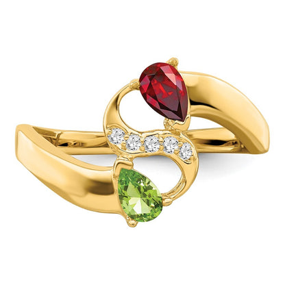 14K Yellow Gold Synthetic Family Jewelry Ring