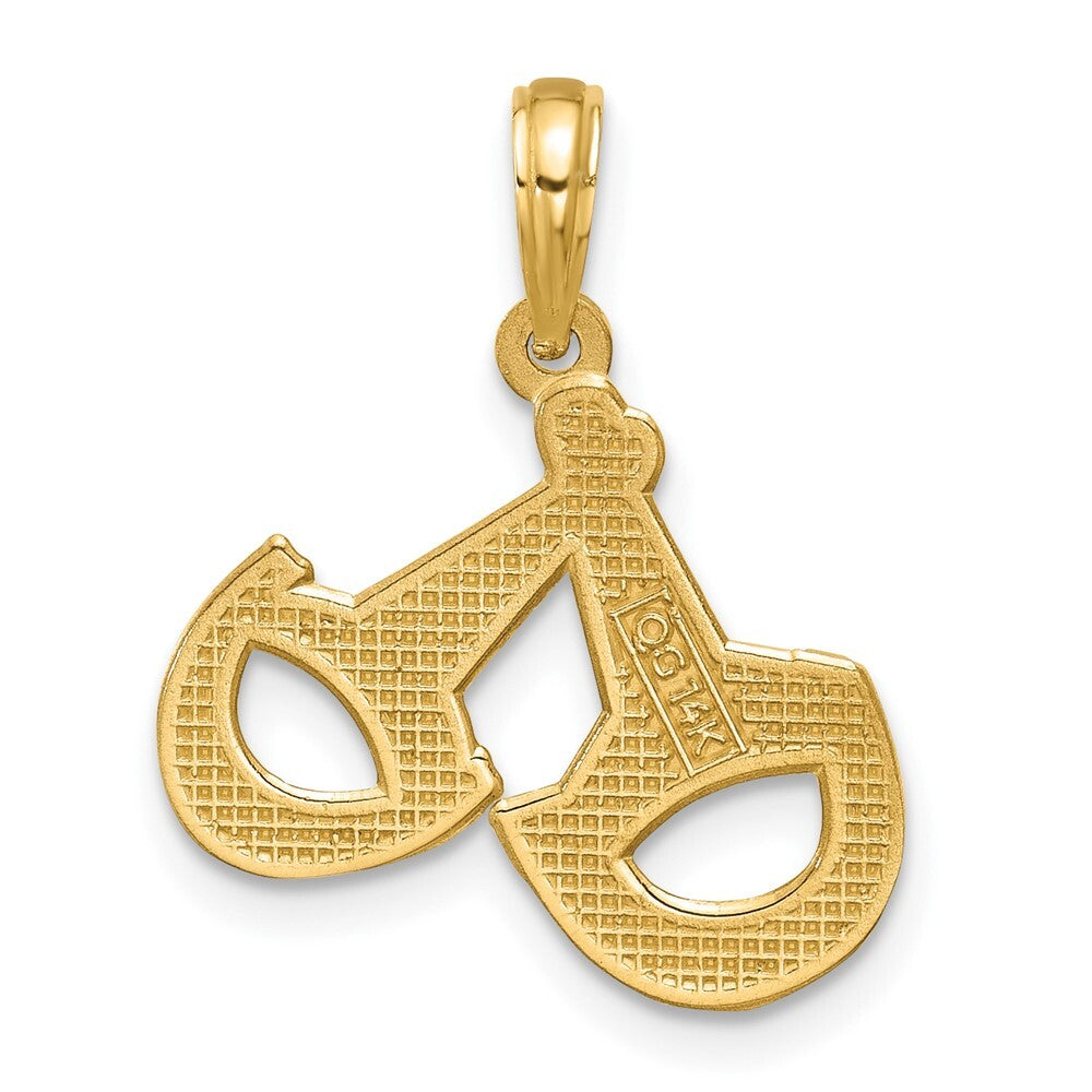 14k Yellow Gold Polished Stirrups Pendant for Women