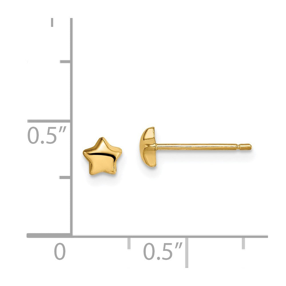 14k Yellow Gold Star Stud Earrings Gift for Women