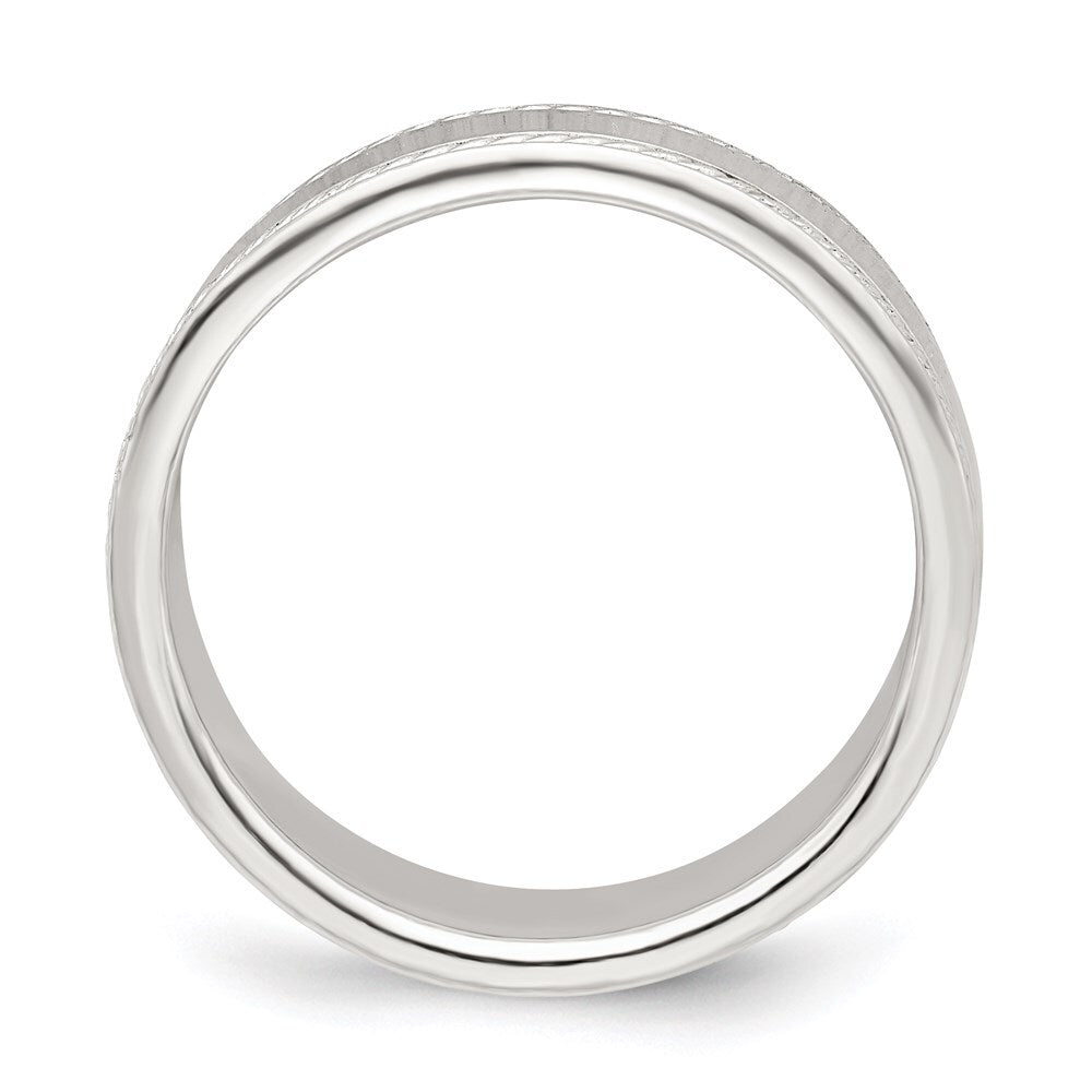 Sterling Silver 6mm Flat with Rope Edge Size 8 Band