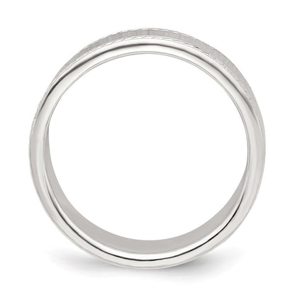 Sterling Silver 6mm Flat with Rope Edge Size 8 Band