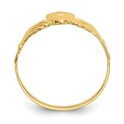 14K Yellow Gold Polished Claddagh Ring