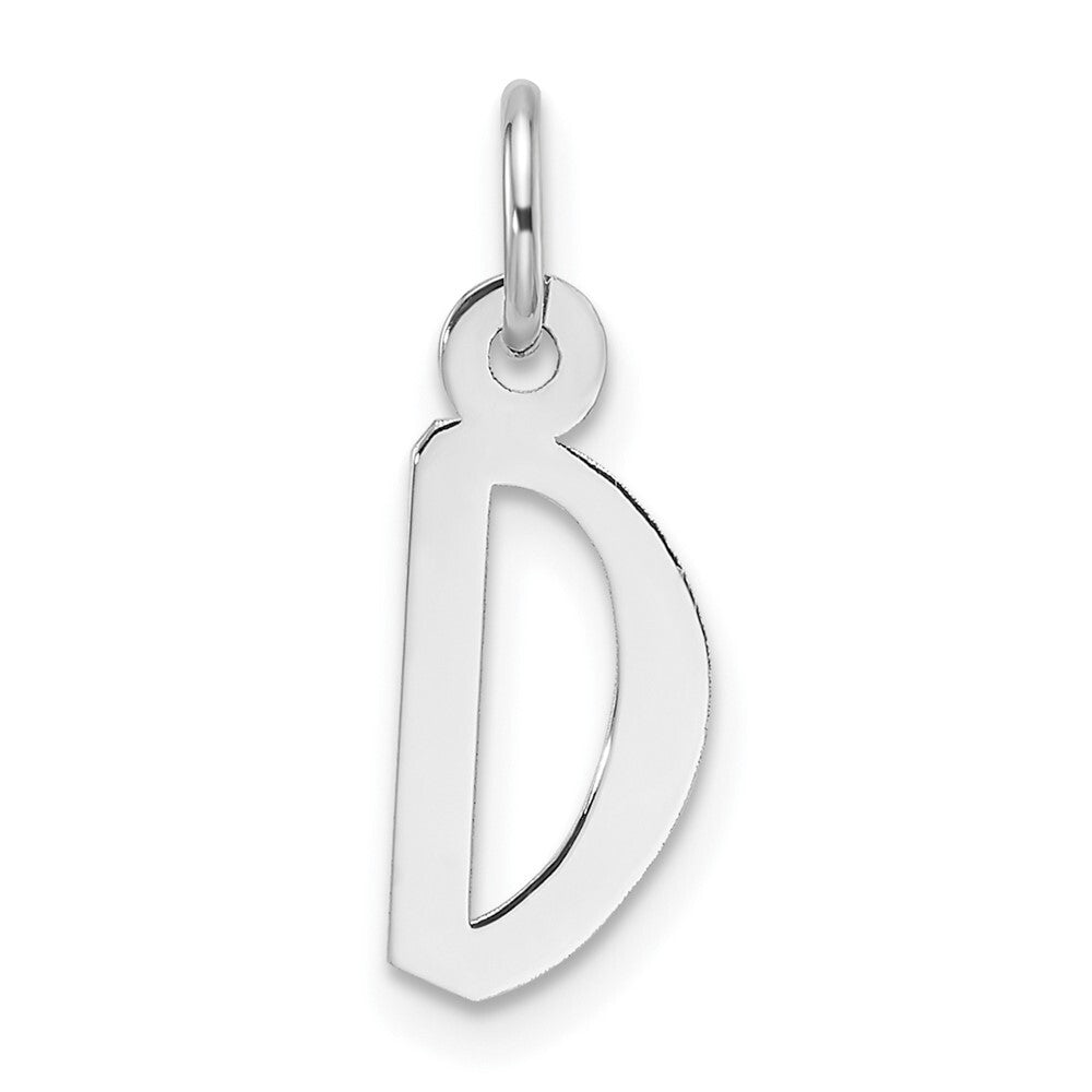 14k White Gold Slanted Block Letter D Initial Charm Pendant for Women