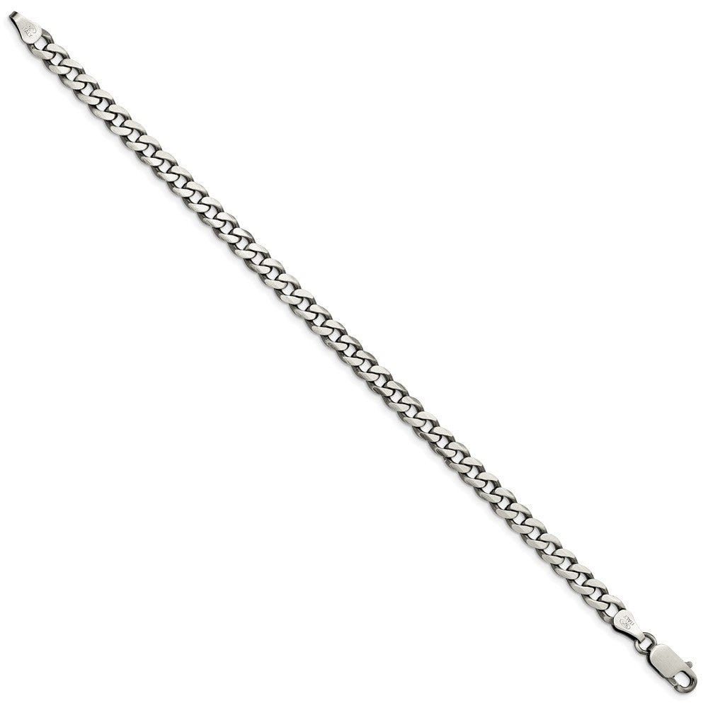 Sterling Silver Antiqued 6.0mm Curb Chain Bracelet