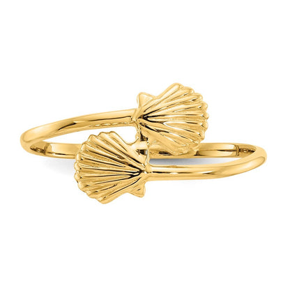 14K Yellow Gold Polished Shells Ring
