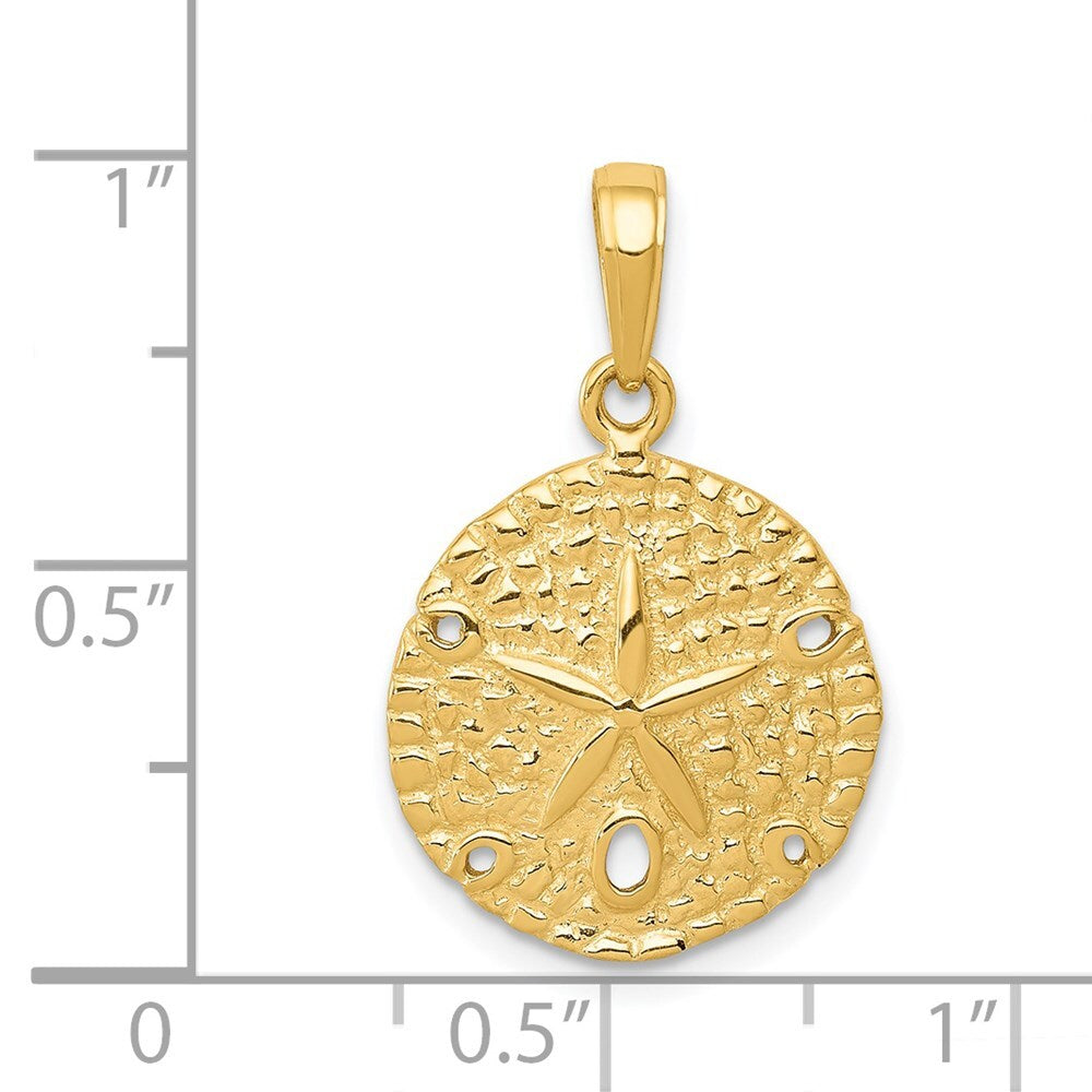14k Yellow Gold Sand Dollar Pendant for Women
