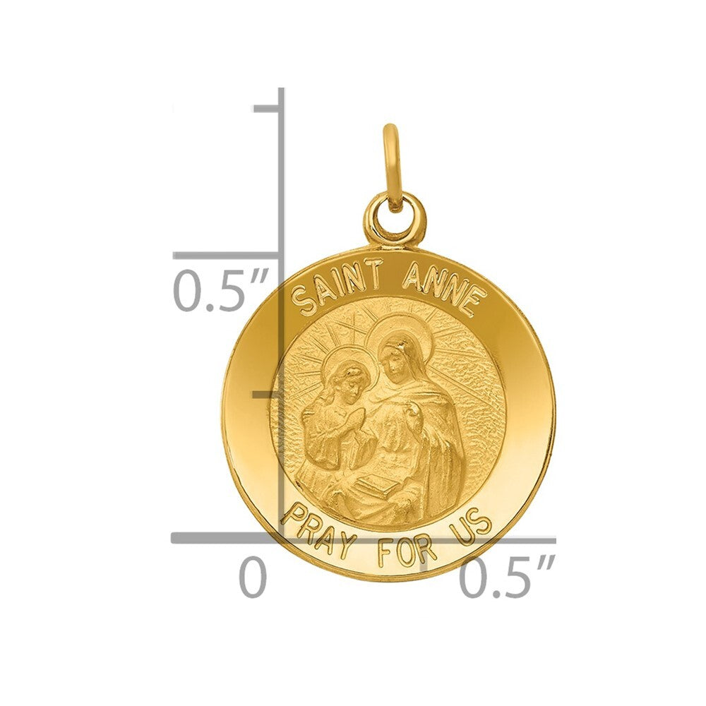 14k Yellow Gold Saint Anne Medal Charm Pendant for Women