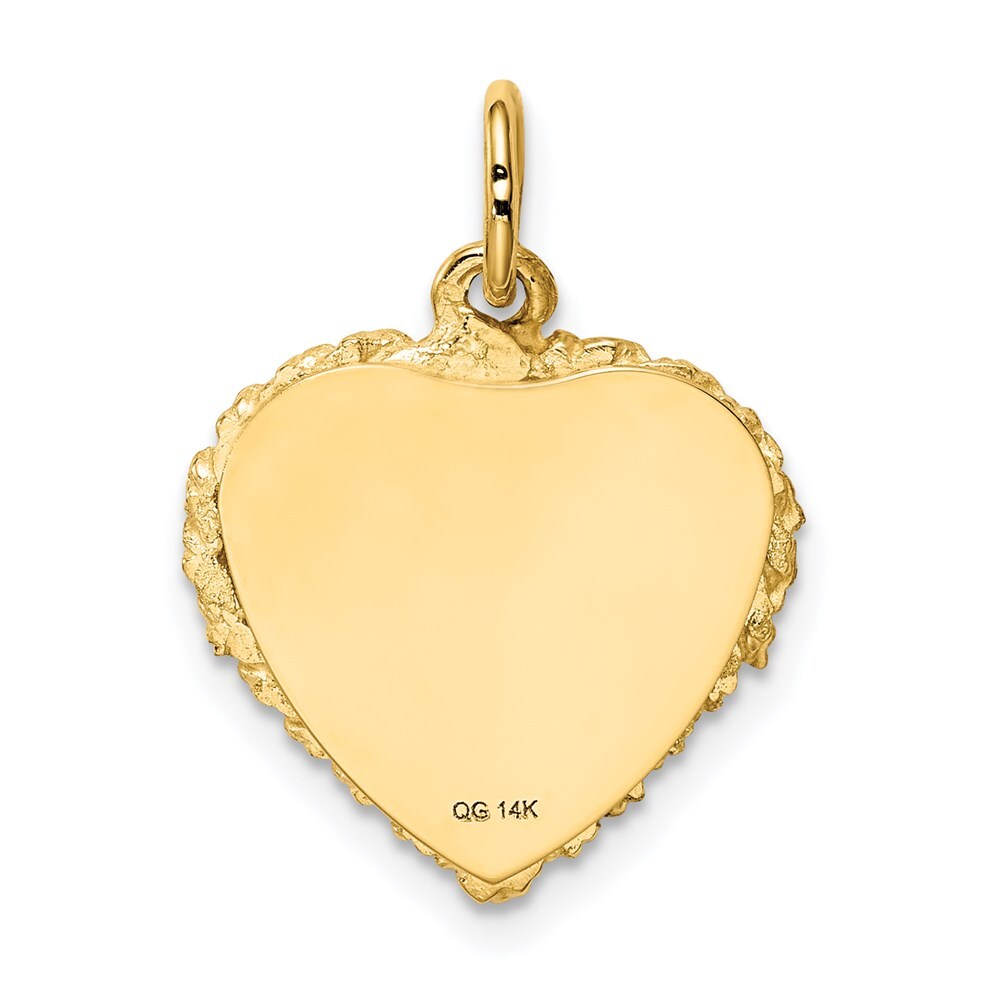 14k Yellow Gold Polished .013 Gauge Heart with Rope Disc Charm Pendant