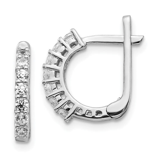 14k White Gold Fancy Hinged Diamond Hoop Earrings