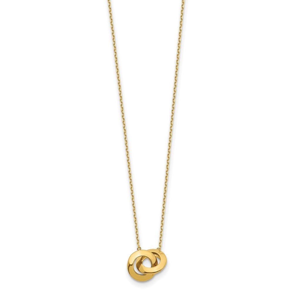 14k Yellow Gold  Fancy Interlocking Circles 16" Necklace Plus 1" Extender